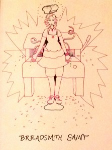 Pink line art self portrait Carmen Wood illustration