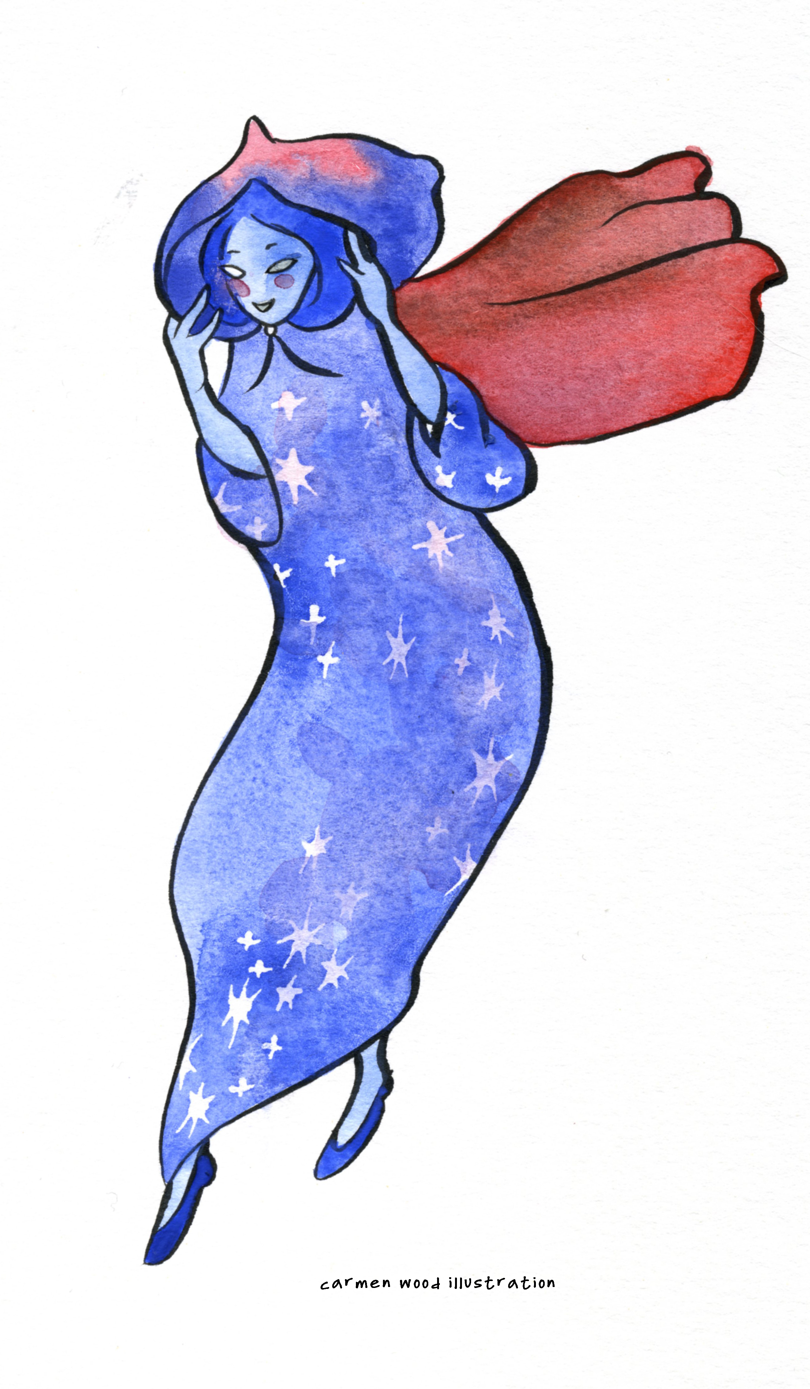 Blue and red dancy spirit Carmen Wood Illustration comic art graphic novel children's illustration illustrator fantasy art webcomic fantasy magic lbgtquia+ kidlit artist